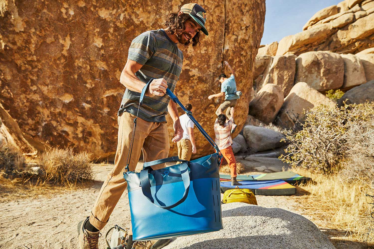 Hydro Flask 18L Day Escape Soft Cooler Tote - A large blue cooler bag with a zippered top and two long shoulder straps.