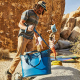 Hydro Flask 18L Day Escape Soft Cooler Tote - A large blue cooler bag with a zippered top and two long shoulder straps.