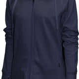 BAW Athletic Wear Women's Scuba Full Zip Jacket - A navy blue jacket with a zipper down the front and two zippered pockets on either side.