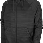 BAW Athletic Wear Men's Scuba Full Zip Jacket - A black jacket with a zippered front and two pockets on either side, featuring a subtle horizontal striped pattern.