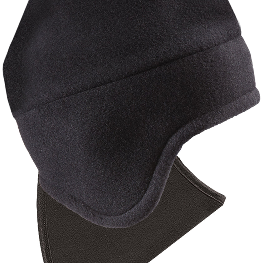 Seirus The Original Quick Draw - A black fleece balaclava with a zippered face covering and earflaps.