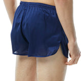 TYR Men's Swim Resistance Short Swimsuit - A pair of navy-blue men's swim trunks with a white stripe down the side and a drawstring waistband.