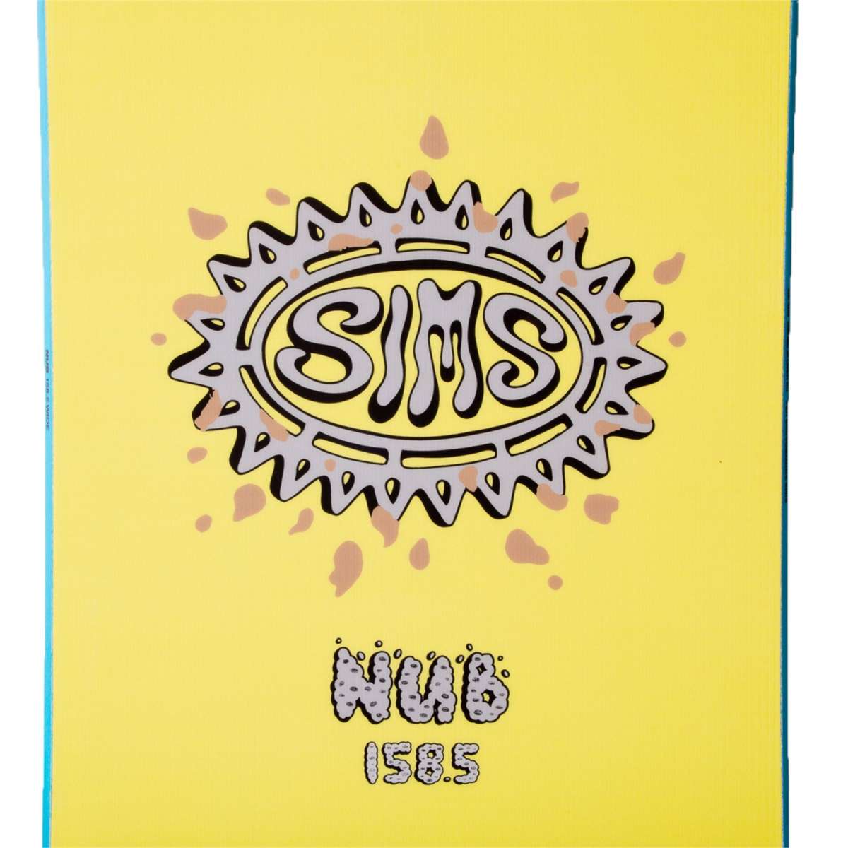 Sims Nub Snowboard 2023 - A snowboard with a black base and white lettering, featuring the word "NUB" in bold font.