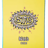 Sims Nub Snowboard 2023 - A snowboard with a black base and white lettering, featuring the word "NUB" in bold font.