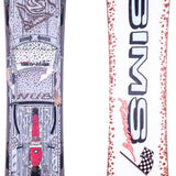 Sims Nub Snowboard 2024 - A white snowboard with a brown graphic of a man riding it down a mountain.