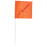 Accurate Lines Skier Down Flag - Orange flag with a white diagonal stripe, featuring the word "Accurate" in black letters and an arrow pointing down.