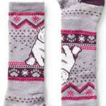 Smartwool Kids Full Cush Bear Sock 2022-2023 - A pair of gray socks with a brown bear design on the ankle area.