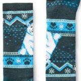Smartwool Kids Full Cush Bear Sock 2022-2023 - A pair of gray socks with a bear design on the ankle and toes.