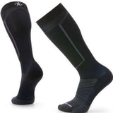 Smartwool Target Cushion Over the Calf Socks - A pair of black over-the-calf socks with a white logo on top and gray accents around the ankle.