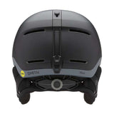 Smith Altus MIPS Helmet 2024 - A black helmet with a white logo on the front and a silver buckle on top.