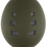 Smith Holt Helmet 2024 - Olive green helmet with a matte finish, featuring ventilation holes on top and a black strap at the back.