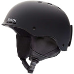 Smith Holt Helmet 2024 - Black helmet with white logo on the side, featuring ventilation holes and a chin strap.
