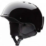 Smith Junior's Holt Helmet 2024 - Black helmet with a glossy finish, featuring ventilation holes on top and a chin strap.