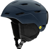 Smith Mission Mips Helmet 2023 - A matte black helmet with a white logo on the front and ventilation holes along the top.