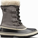 Sorel Ladies Winter Carnival Boot 2022-2023 - A tall, grey boot with a thick cream-colored sole and black laces.
