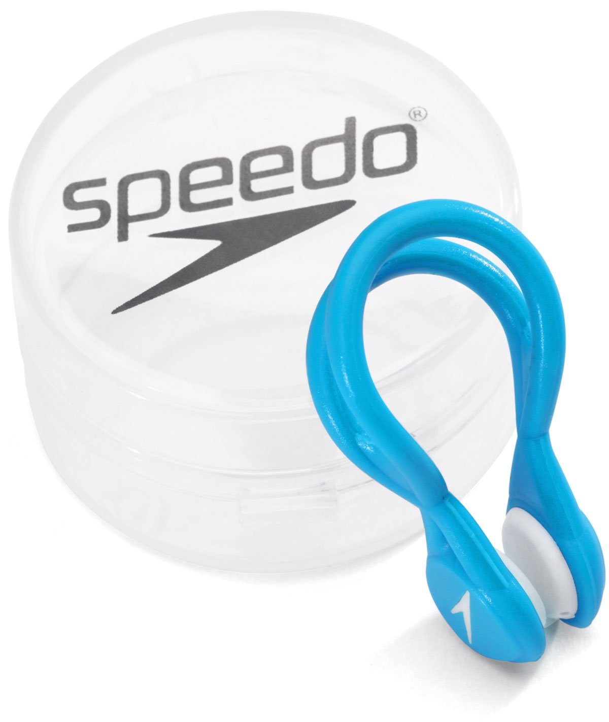 Speedo Liquid Comfort Nose Clip - A small, blue plastic nose clip with a rounded shape and two white tabs on either side.