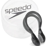 Speedo Liquid Comfort Nose Clip - A small, black nose clip with a rounded shape and two oval-shaped pieces on either end that fit into nostrils.