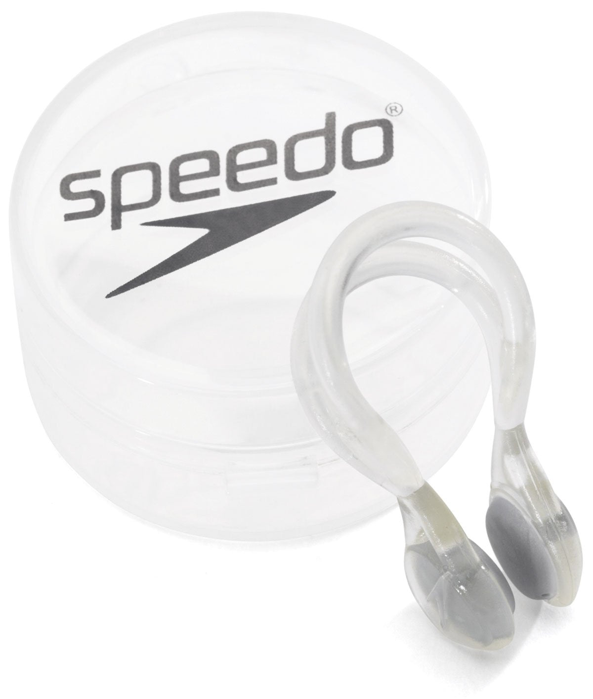Speedo Liquid Comfort Nose Clip - A clear plastic nose clip with a rounded shape and two small oval-shaped holes at each end, one on either side of the clip.