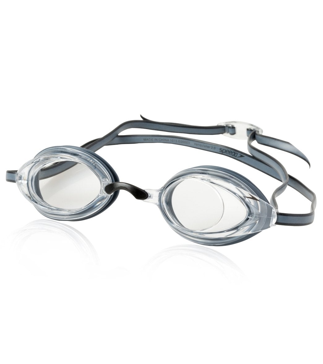 Speedo Vanquisher 2.0 Swim Goggle - Clear swim goggles with black strap and nose bridge.