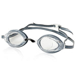 Speedo Vanquisher 2.0 Swim Goggle - Clear swim goggles with black strap and nose bridge.