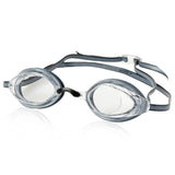 Speedo Vanquisher 2.0 Swim Goggle - Clear swim goggles with black strap and nose bridge.