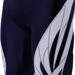 TYR Men's Phoenix Splice Jammer Swimsuit - A navy blue swimsuit with a white and grey abstract pattern on the left leg.