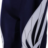 TYR Men's Phoenix Splice Jammer Swimsuit - A navy blue swimsuit with a white and grey abstract pattern on the left leg.