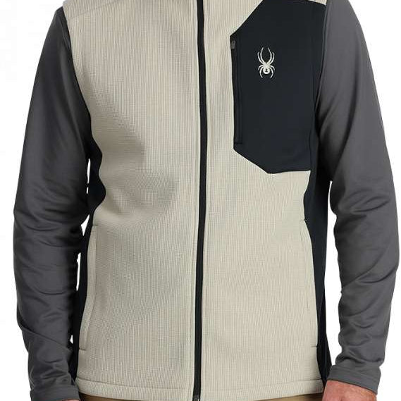 Spyder Bandit Full Zip Fleece Vest 2024 - A black fleece vest with a zipper and white Spyder logo on the left chest.