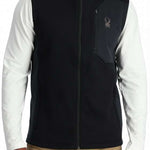 Spyder Bandit Full Zip Fleece Vest 2024 - Black fleece vest with silver embroidered logo on left chest.