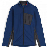 Spyder Bandit Hybrid Full-Zip Jacket 2023 - A dark blue jacket with a black zipper and two zippered pockets on either side.