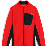Spyder Bandit Hybrid Full-Zip Jacket 2023 - A red jacket with a black chest pocket and silver zipper.