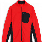 Spyder Bandit Hybrid Full-Zip Jacket 2023 - A red jacket with a black chest pocket and silver zipper.