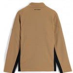 Spyder Bandit Hybrid Full-Zip Jacket 2023 - A tan jacket with a high collar and zippered front, featuring black accents on the shoulders and chest.