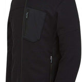 Spyder Bandit Hybrid Full-Zip Jacket 2023 - A black jacket with a zippered chest pocket and silver zipper pulls.