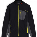 Spyder Bandit Hybrid Full-Zip Jacket 2023 - A black jacket with a yellow zipper and gray accents on the chest pocket.
