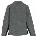 Spyder Bandit Hybrid Full-Zip Jacket 2023 - A heathered grey jacket with a zippered chest pocket and black accents on the shoulders, collar, and zipper.