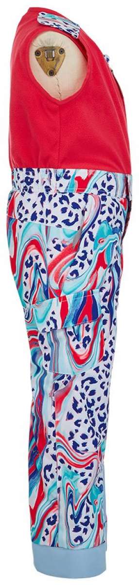 Spyder Bitsy Girls Sparkle Pant 2022 - A pair of girls' snow pants with a sparkly pattern on a white background.