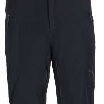 Spyder Bormio GORE-TEX Insulated Pant 2023 - Black ski pants with a subtle pattern of thin white lines on the side pockets and black hardware.