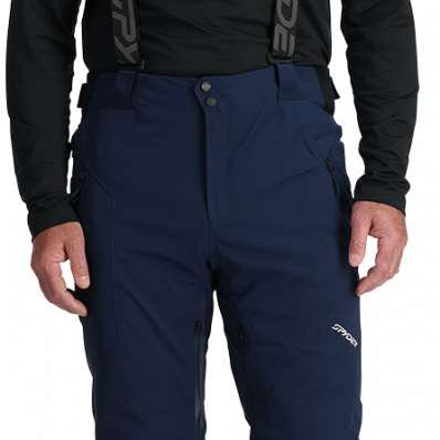 Spyder Bormio GORE-TEX Insulated Pant 2024 - Black ski pants with a subtle pattern of diagonal stripes on the side seams and black zippers.