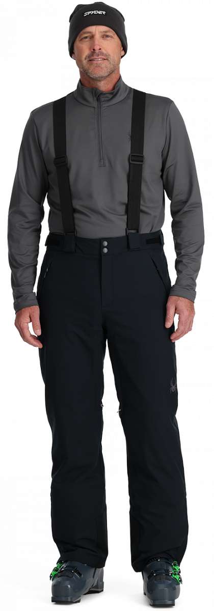Spyder Boundary Insulated Pant 2024 - Black insulated ski pants with a zippered fly and adjustable cuffs.