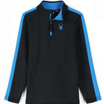 Spyder Boys Base 1/4 Zip Turtle Neck 2023 - A black turtle neck with a blue zipper and a small logo on the left chest area.