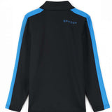 Spyder Boys Base 1/4 Zip Turtle Neck 2023 - A black turtle neck with blue accents on the shoulders and chest.