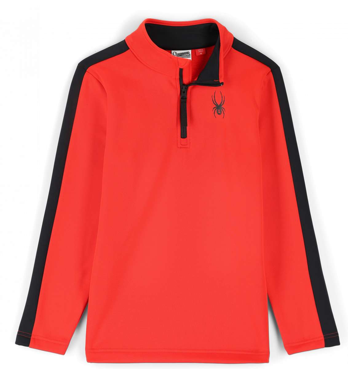 Spyder Boys Base 1/4 Zip Turtle Neck 2023 - A red and black turtle neck with a zipper up the front, featuring a small Spyder logo on the left chest.