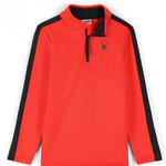 Spyder Boys Base 1/4 Zip Turtle Neck 2023 - A red and black turtle neck with a zipper up the front, featuring a small Spyder logo on the left chest.