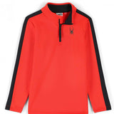 Spyder Boys Base 1/4 Zip Turtle Neck 2023 - A red and black turtle neck with a zipper up the front, featuring a small Spyder logo on the left chest.