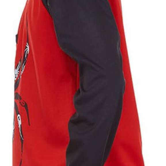 Spyder Boys Bitsy Bug Zip Turtleneck 2022 - A red zip-up turtleneck with a black zipper and a small white bug graphic on the chest.