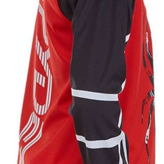 Spyder Boys Bitsy Bug Zip Turtleneck 2022 - Red turtleneck sweater with a zipper and a small bug graphic on the front.