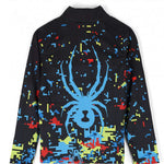 Spyder Boys Digital Zip Turtle Neck 2023 - A black turtle neck with a pixelated digital design featuring red, blue and yellow accents.