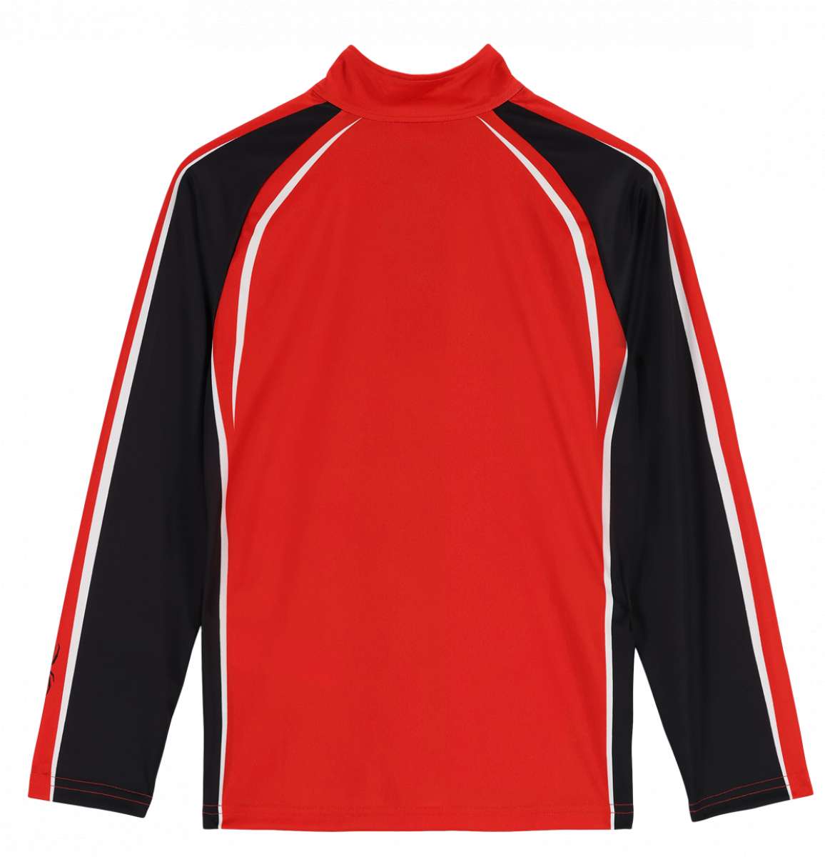 Spyder Boys Downhill Zip Turtle Neck 2023 - Red boys' turtle neck with zip and Spyder logo on chest, featuring a red and black color scheme.