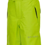 Spyder Boys Expedition Pant 2022 - Lime green snow pants with black hardware, featuring a belt and zippered pockets.